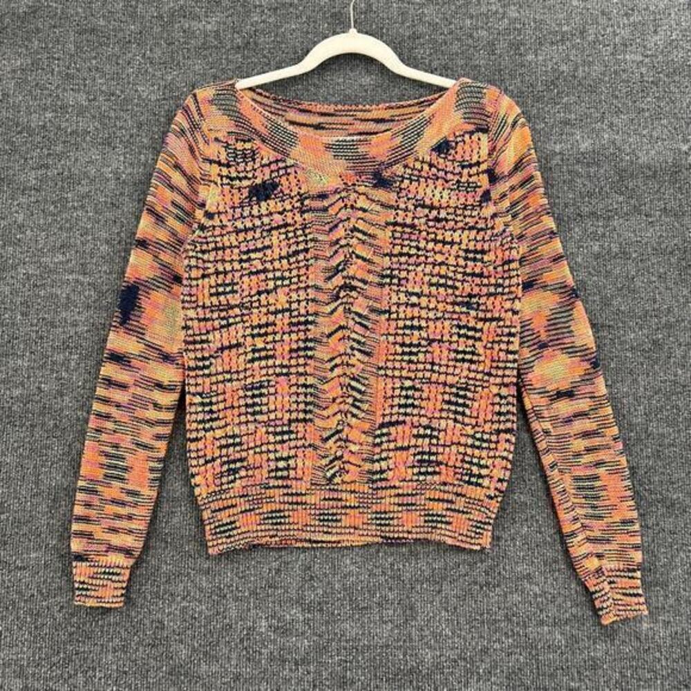 Sparrow Anthropologie Sweater Womens M Multicolor Boat Neck Open Cable Knit EUC